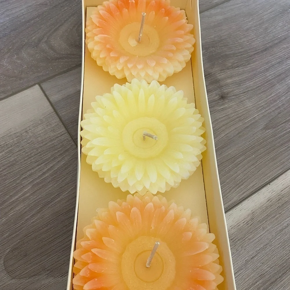 Pier 1 Imports Gerbera Daisy Floating Candles Made in USA